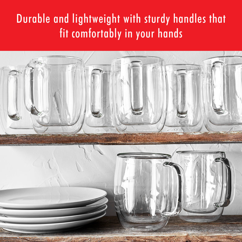 ZWILLING Sorrento Plus Double Wall Glass Coffee Mugs, Insulated Coffee Mug, Clear