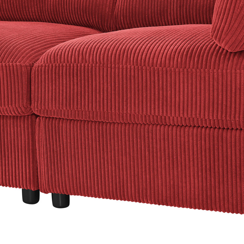 Canapé modulaire réversible en velours côtelé, 104" W, Red Corduroy
