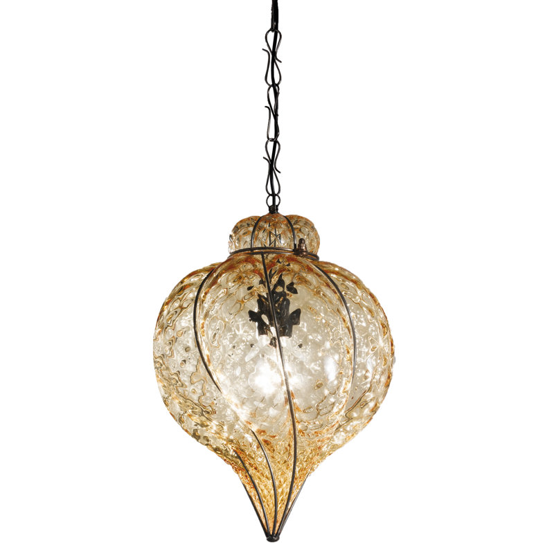 Goccia 1 - Light Dark Steel Unique/Statement Pendant, Amber Baloton