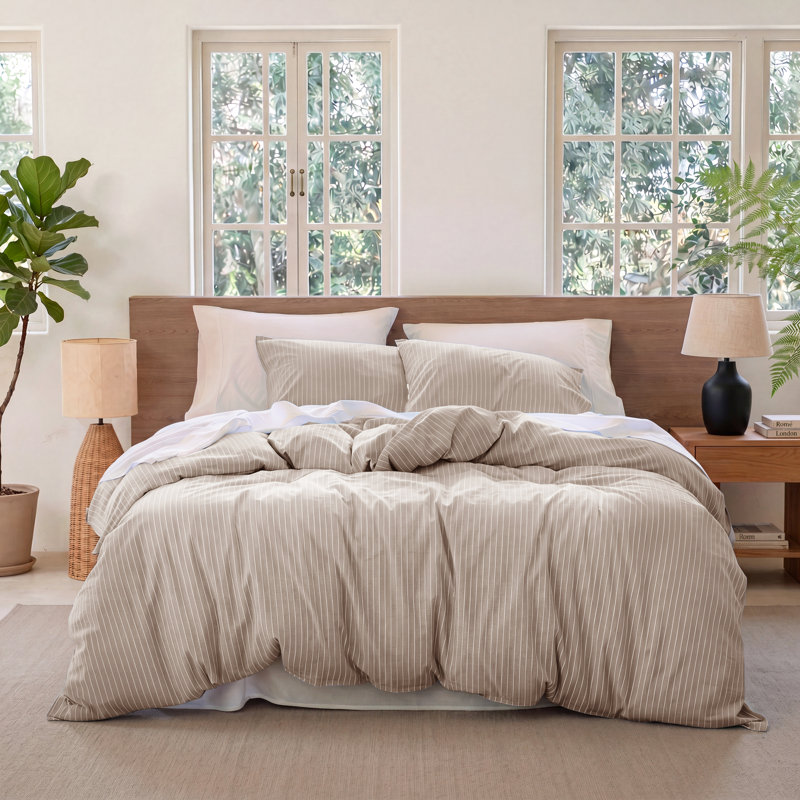  Bedsure Gingham Duvet Cover Set, 100% Washed Cotton Duvet Cover Queen, PureWoven with Reversible Yarn‑Dyed Design & Double‑Stitch Craft（Set of 3）
