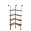 Étagère de coin industrielle en forme de tuyau, étagère murale en forme de L murale à 4 niveaux, bois rustique et étagère de coin en métal noir pour le salon, la plante, la décoration, le rangement en coin