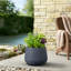 Pot à fleurs rond en béton bleu marine (intérieur amélioré) de 13 po avec trous Draiange pour l'intérieur et l'extérieur-650503558-661086543