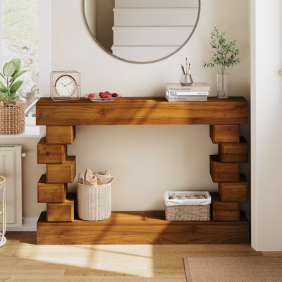 Console en bois avec tablette inférieure ouverte