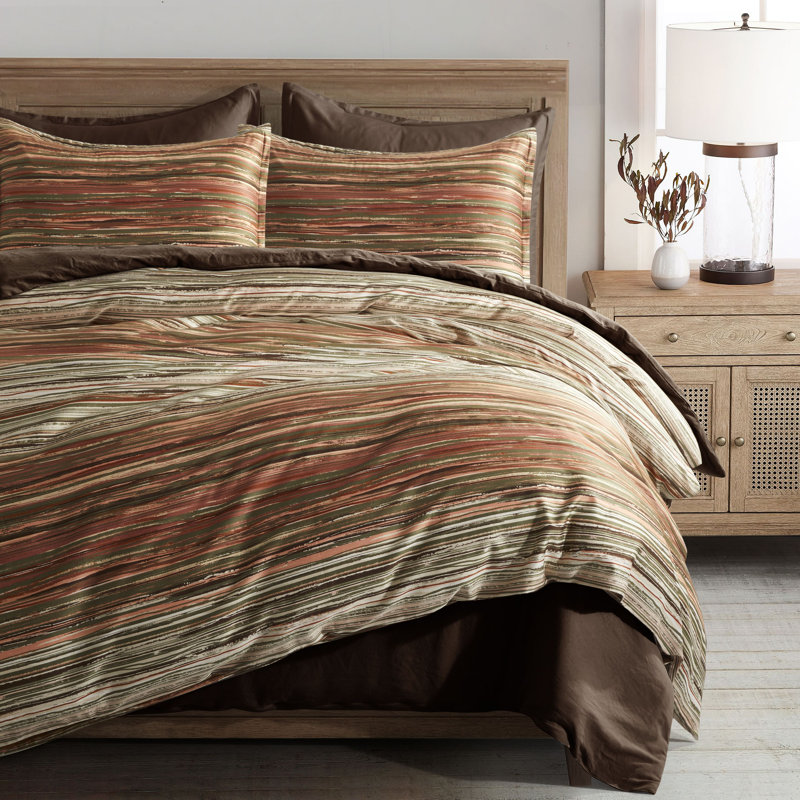 Ensemble de housse de couette en coton à rayures abstraites - taille simple