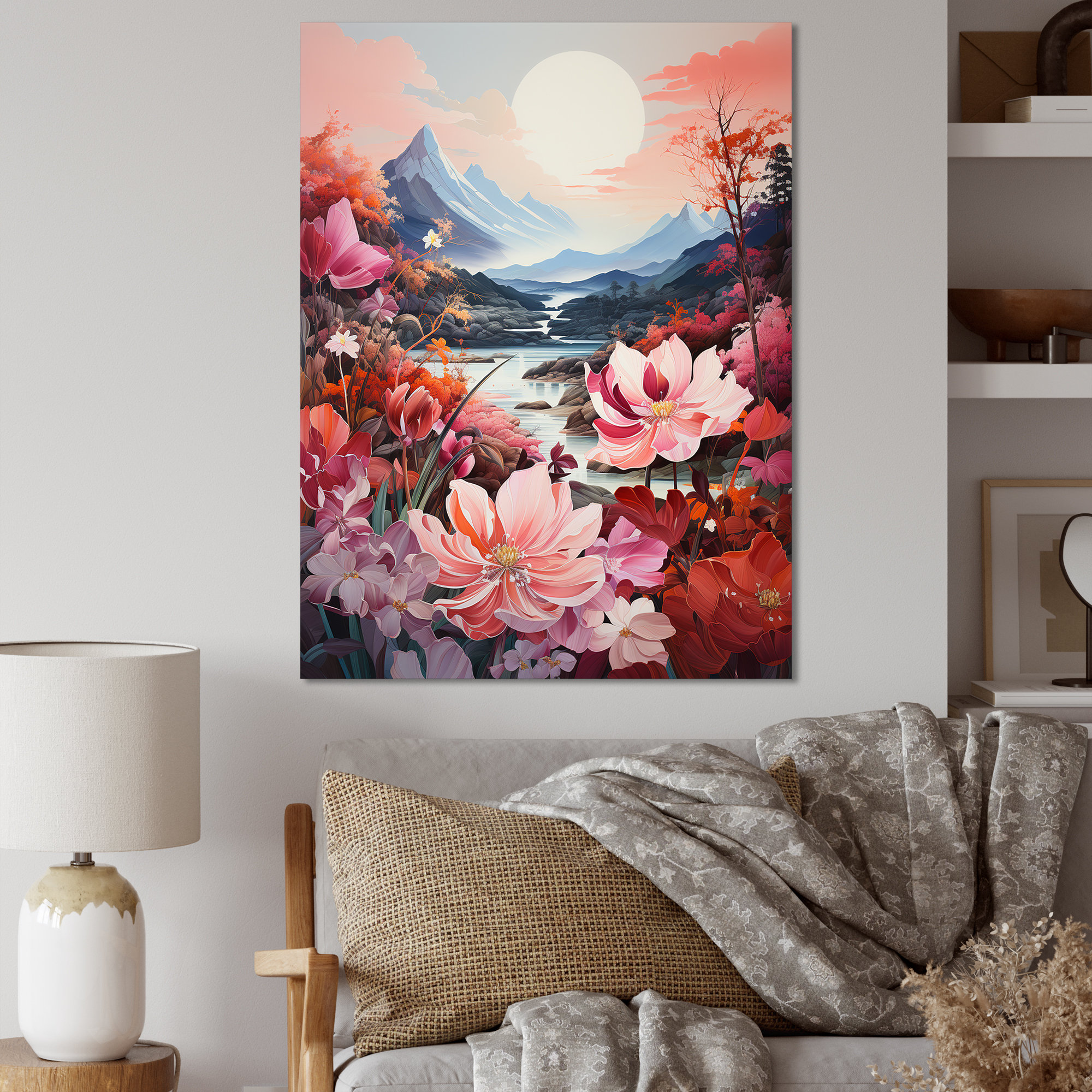 Millwood Pines Pink Japan Mountain Landscape - Flowers Wall Art Prints ...