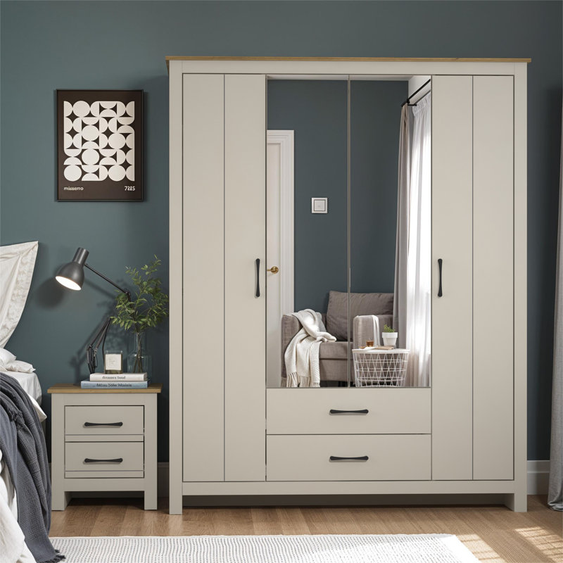 Limestone Mirage Bedroom Set, Light Grey/Reviera Eichi