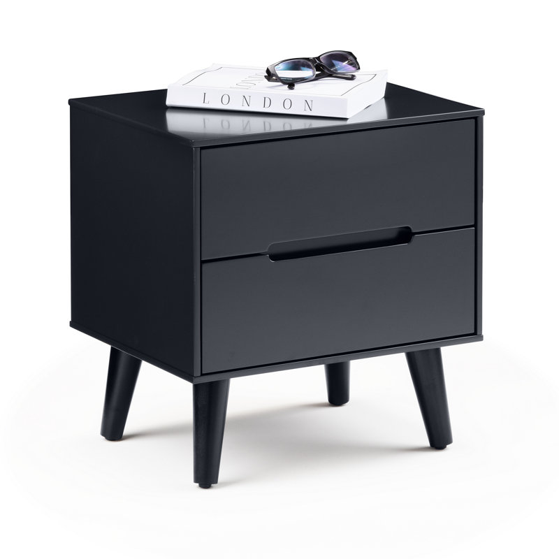 Heriberto 45cm W Bedside Table, Black