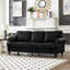 5 places et cuir de vache, design classique moderne avec clous argentés, coussins à ressorts ensachés, espace de rangement, sièges confortables, revêtement en similicuir noir facile à nettoyer, design, rond,-1547555645