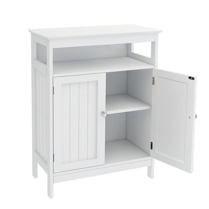 Armoire de salle de bain avec portes à double volet, revêtement, beaucoup de rangement, unité de rangement facile à assembler, espace spacieux fiable, assemblage simple