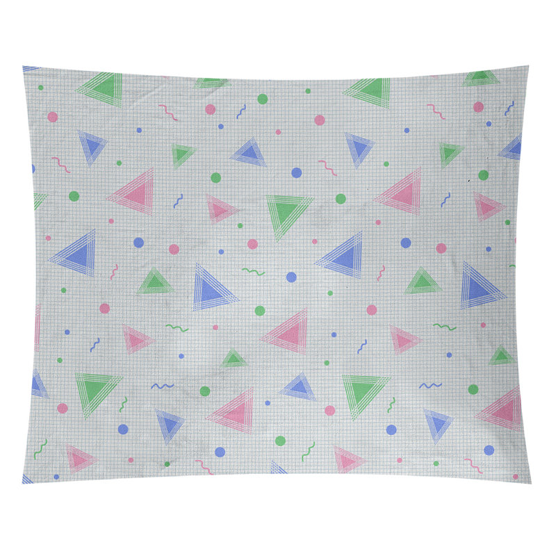 Tapisserie «Avicia 90's Retro» par Katelyn Elizabeth, H 60,5 po x l 81,5 po, Bleu / vert, Intérieur / extérieur