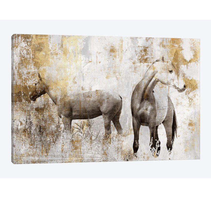 Équitation dorée II par Pi Galerie - Impression sur toile tendue sur toile tendue avec châssis, H 8 po x l 12 po x P 0,75 po