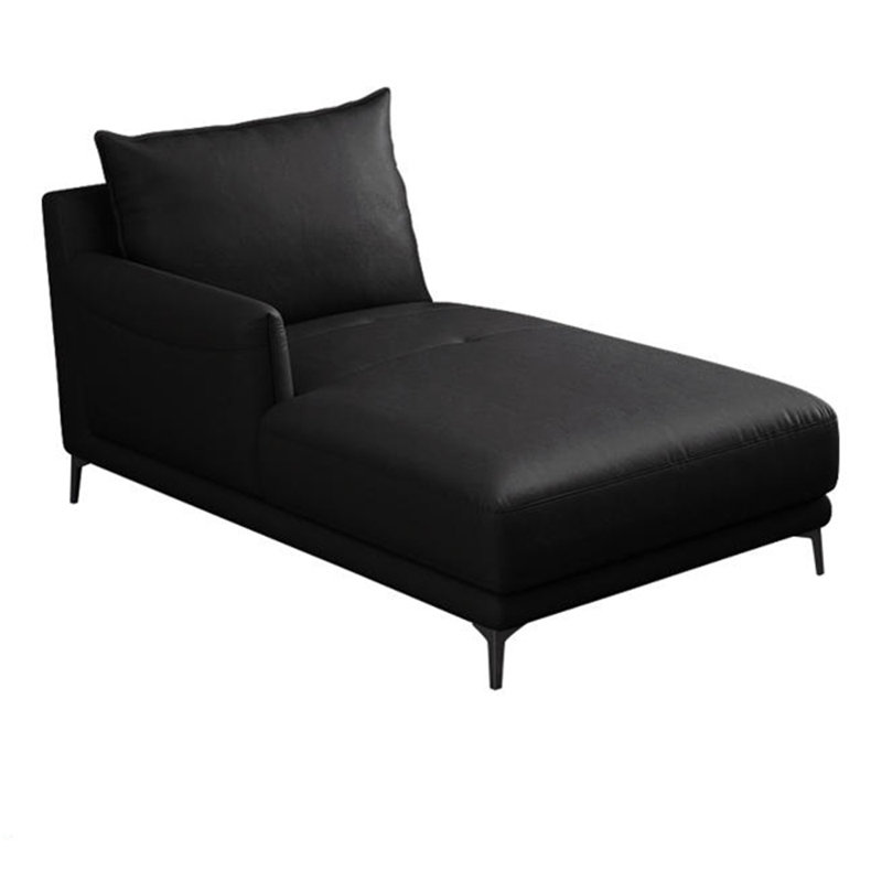 Chaise longue inclinable en similicuir, Accoudoir à droite (vu de face), Noir