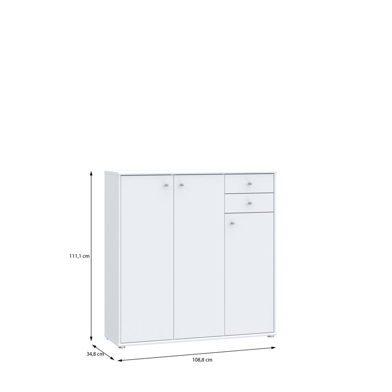Amandla 108.8cm W 2 - Drawer Chest of Drawers, White