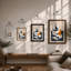 Cat and Sailboat Mid-Century - Framed Print-717575258-717575257