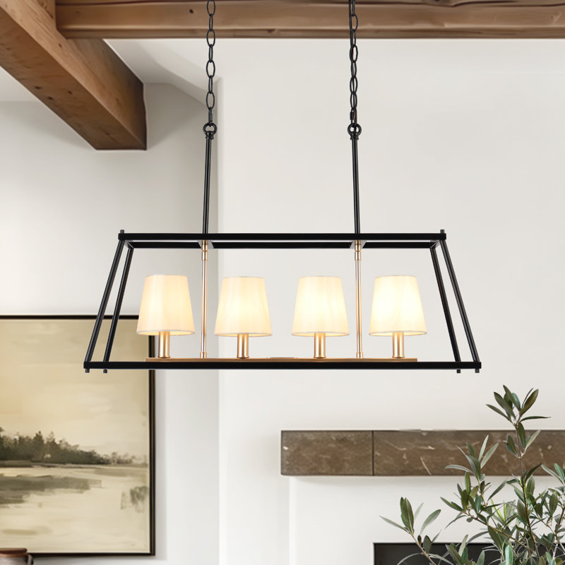 Doly 4 - Light Modern Rectangle Fabric Shade Chandelier