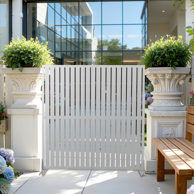 Metal Privacy Screen Panel – Freestanding with Stand Christmas Background Wall, Perfect for Trash Cans, AC Units, Patio Divider, Balcony, Yard and Outdoor Privacy Screens for Deck