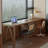 Walnut Rectangular Solid Wood Executive desk with drawers desk-329980608