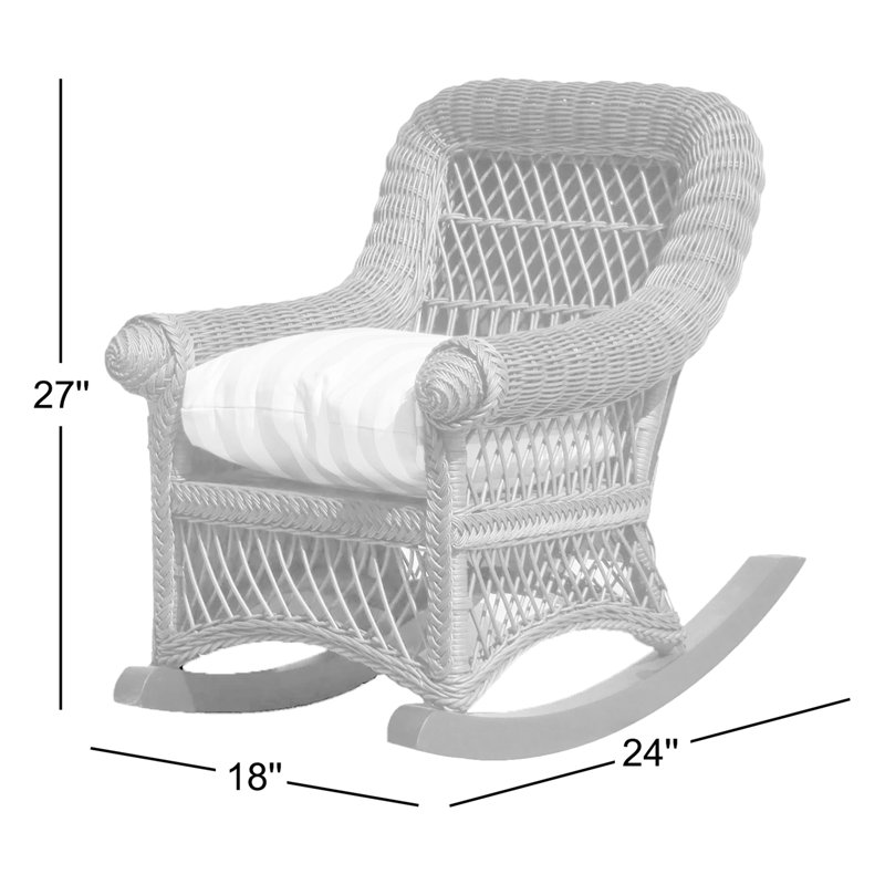 Kid's Rocking Chair with Cushion, Pink Stripe, Brownwash