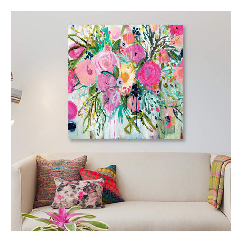 «Rose Burst», reproduction d'impression sur toile, H 18 po x l 18 po x P 1,5 po, Toile tendue, Pas de tapis