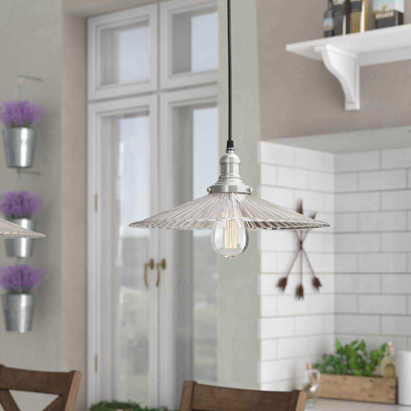 Luminaire suspendu conique à 1 lumière Lewandowski, Nickel poli