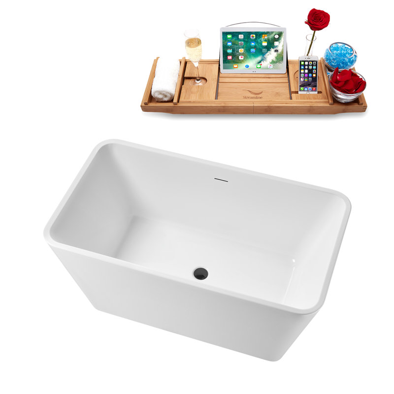 Baignoire autoportante 51 "avec drain interne Streamline, Bronze brossé