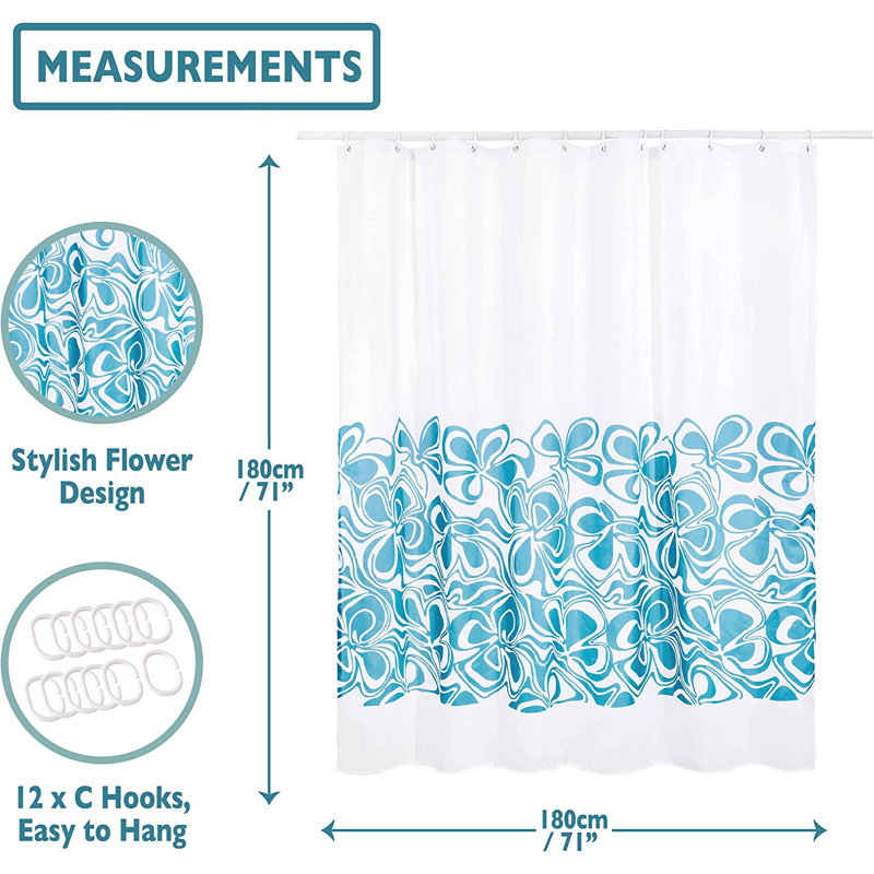 13 Piece Polyester Shower Curtain Set