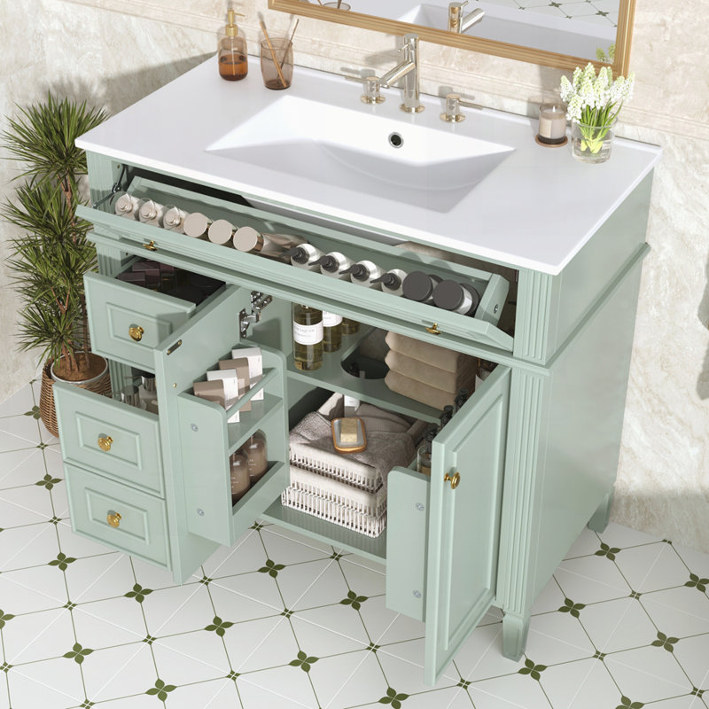 36" Bathroom Vanity with Sink, Green