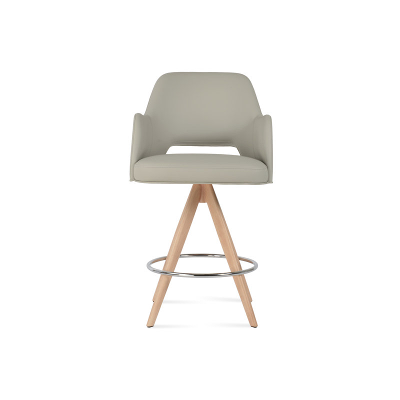 Tabouret de bar et de comptoir Marash Arm Pyramid, Tabouret de comptoir (siège d'une hauteur de 24 p, Naturel, Gris clair