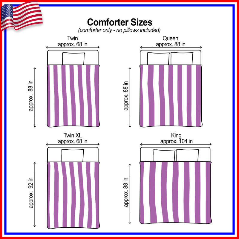 Purple Vertical Stripes Comforter, Queen