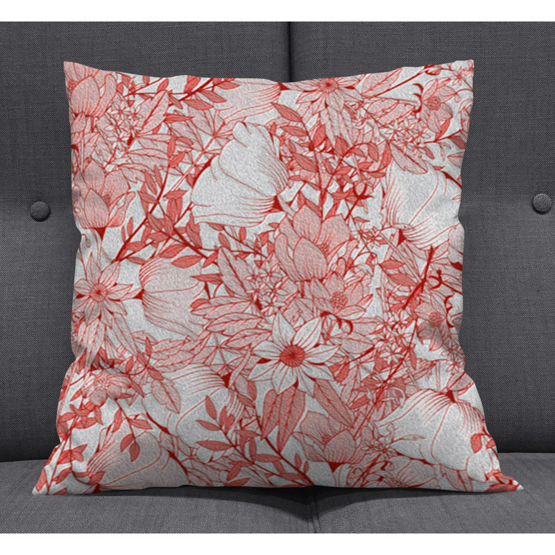 Throw Pillow With Insert, Pink Floral 1, 16"H x 16"W