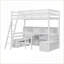 Lit mezzanine simple en pin massif avec bureau, tablettes de rangement et amp; Tiroirs - Aucun sommier requis, blanc - Idéal pour les petits espaces-119436942