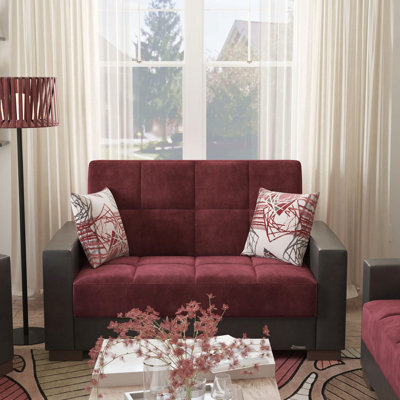 Causeuse convertible rembourrée avec rangement pour le salon de la chambre à coucher, microfibre