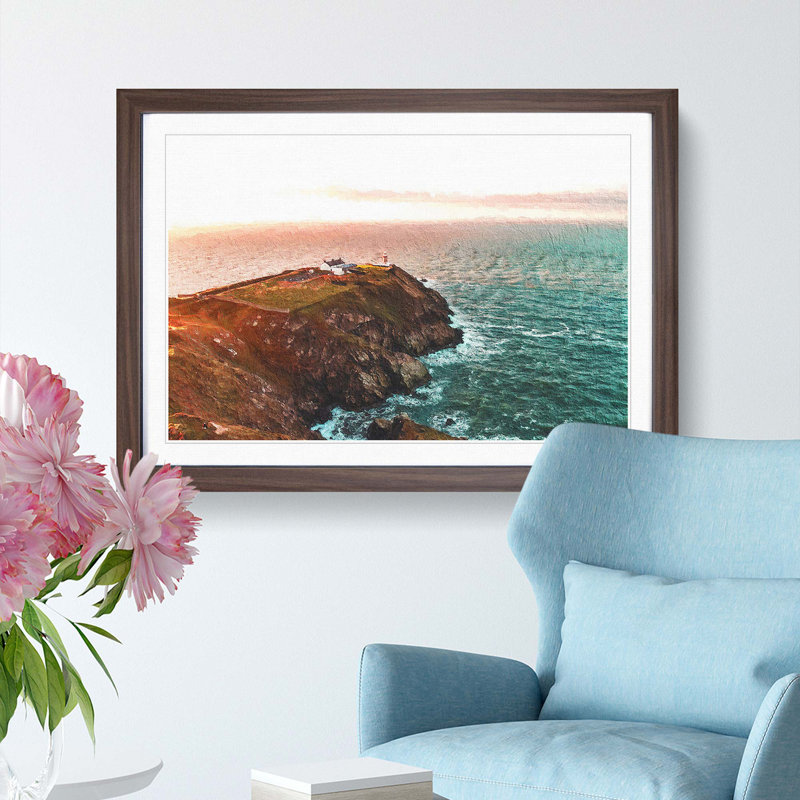 Howth Beacon in Dublin Ireland - Framed Print, Walnut Framed, 36cm H x 48cm W x 2cm D