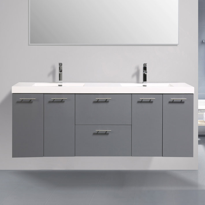 Leffler 84'' Double Bathroom Vanity with Plastic Top