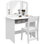 Ensemble de coiffeuse Harriet Bee Kids, table de maquillage 2 en 1, table de jeu avec tabouret à miroir pliant, tablette de rangement, plateau amovible, pour petites filles de 3 à 8 ans, blanc