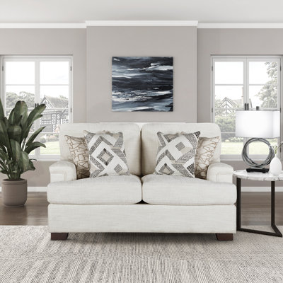 Marcella 66'' Transitional Chenille Loveseat with Reversible Cushions with Removable Covers, Stylish Espresso Solid Wood Legs