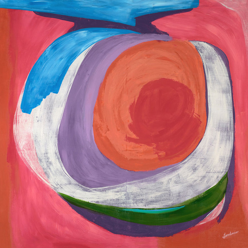 «Pink Question» par Jolene Goodwin - peinture sans cadre, Plexi, H 24 po x l 24 po x 1,5 po