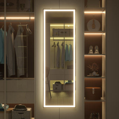 Aluminum Alloy Frame tempered Glass Led Full Length Mirror With 3 Color Temperature & Brightness Adjustment
