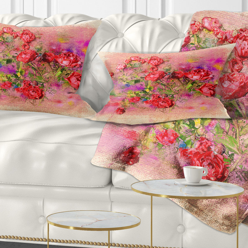Coussin lombaire pastel floral roses