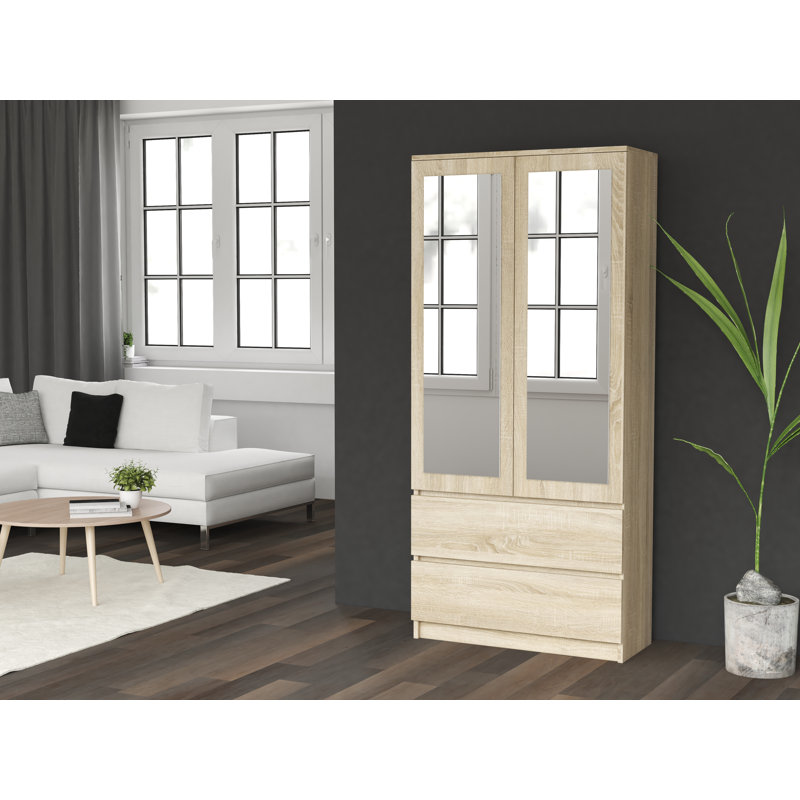 Sherian 2 Door Manufactured Wood Wardrobe, Laminate