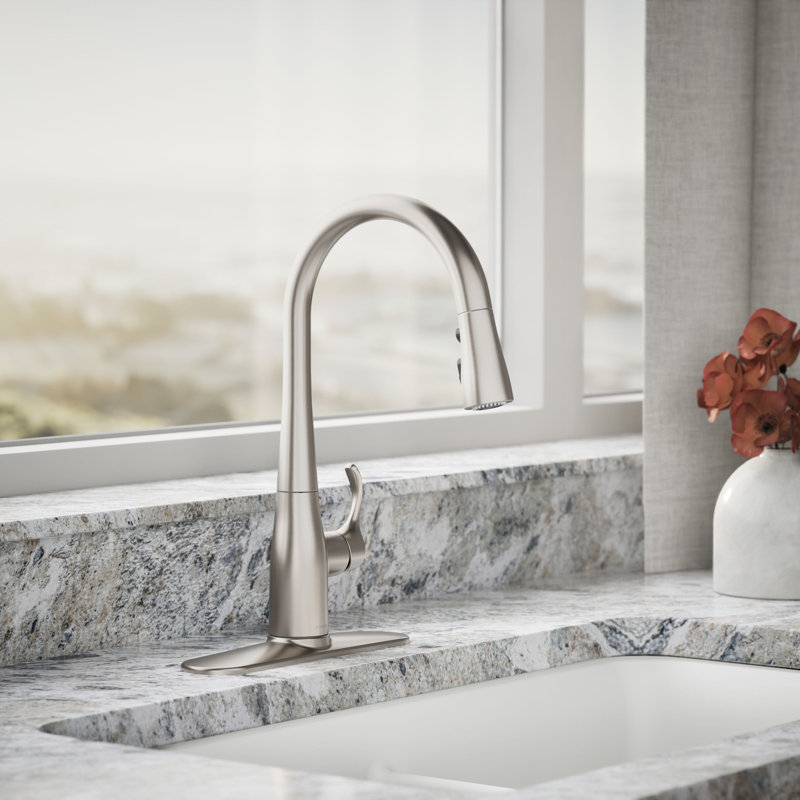 Kohler Simplice Single-Handle Pull Down Bar Sink Faucet with Three-Function Sprayhead, Vibrant Stainless