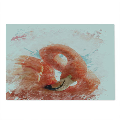 Ambesonne Flamingo Cutting Board Large Size Exotic Bird Watercolor Orange White