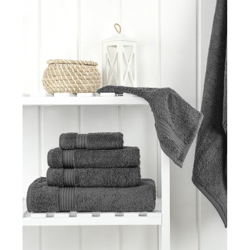 Ensemble de serviettes de bain luxueuses 100% coton turque 6 pièces, très doux et absorbant, Gris