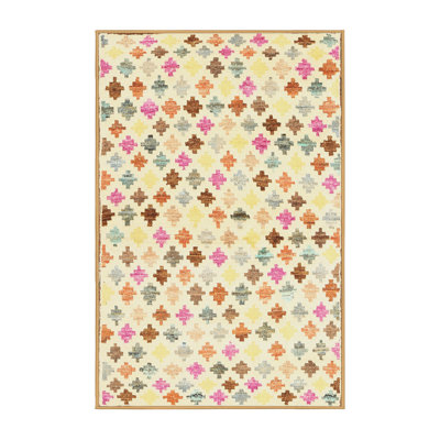 Tapis crème/rose/brun zone contemporaine