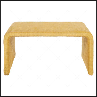 Table basse carrée en rotin naturel tissé
