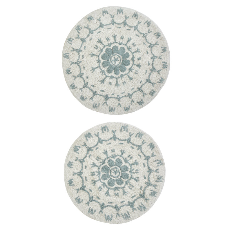 Elar Cotton Blend Bath Rug, Spa, Floral 1