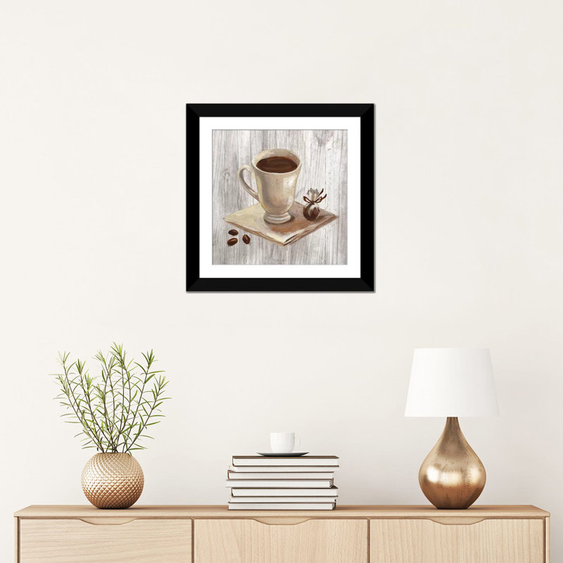 «Coffee Time IV», reproduction d'art sur toile, H 24 po x l 24 po x P 1 po, Papier d'art encadré noir, Blanc