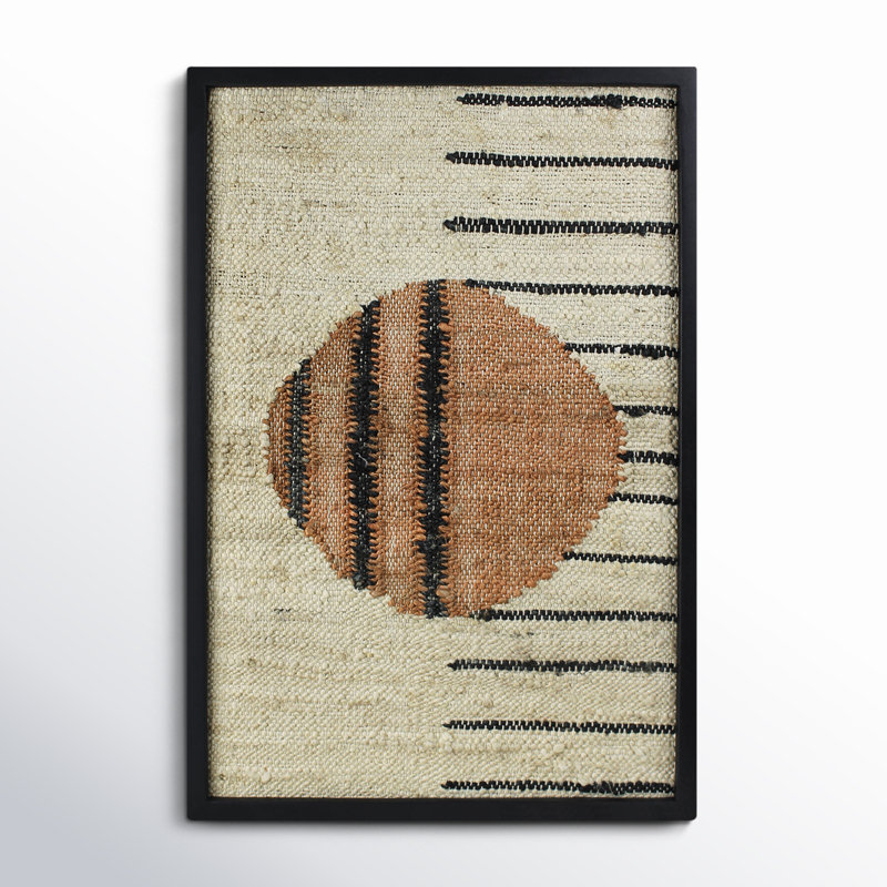 24'' Black and Beige Mango Wood Framed Wall Art