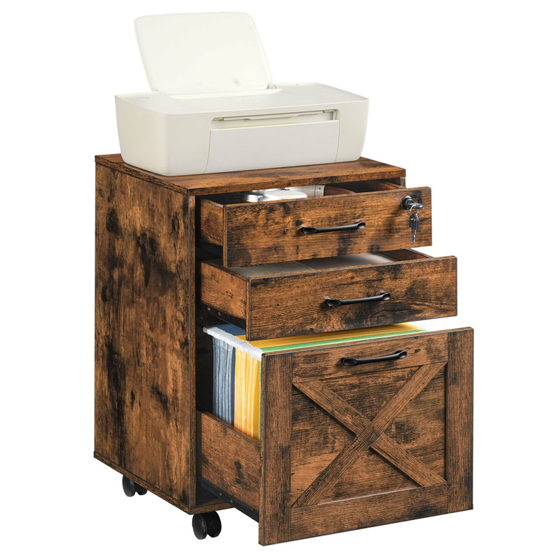 Classeur vertical 3 tiroirs sous le bureau avec serrure
