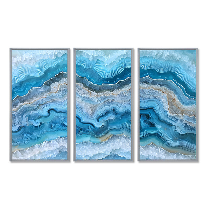 Ensemble de salon Agate Dream River, Reproduction avec cadre flottant, Silver, 32" H x 48" W